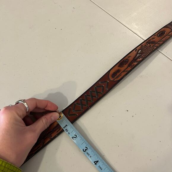 Vintage Brown Hand Crafted Genuine Cowhide Leather Nautical Belt Size XS/S - Picture 8 of 9